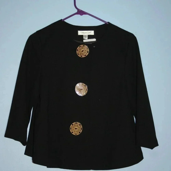 Coldwater Creek Black Blazer with Decorative Wood Buttons Petite Small - Picture 3 of 15